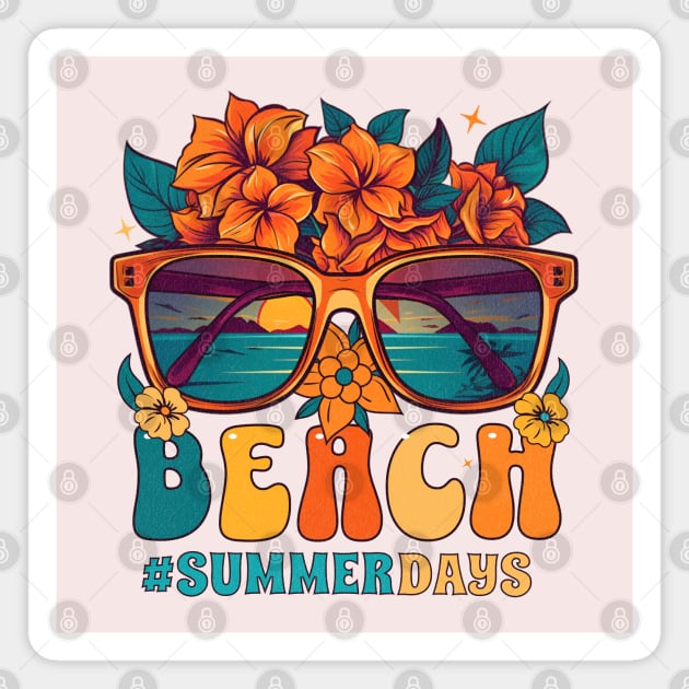 National Beach Day, tropical flowers Magnet by HolidayBug